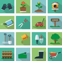 Garden flat icon set vector