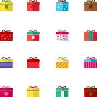 gift box icon set in flat design vector
