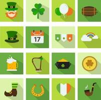 Set of saint patricks day flat icons vector