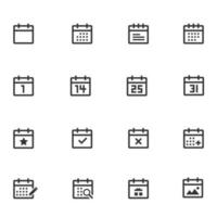 Set of calendar Line Icons,date icons set. vector