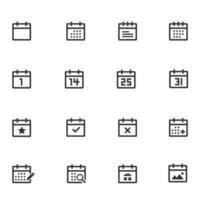 Set of calendar Line Icons,date icons set. vector