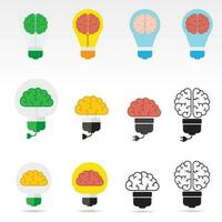 creative bulb with brain on white background,lightbulb idea concept vector