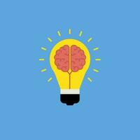 light bulb Brain Idea concept on blue background vector
