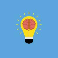 light bulb Brain Idea concept on blue background vector