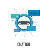 Robot with speech bubble support service,Chatbot concept background vector