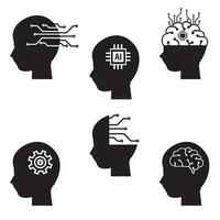 Artificial intelligence icons, vector illustration
