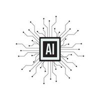 Artificial Intelligence Logo Design,Artificial intelligence processor chip,machine learning, smart robotic,AI technology vector