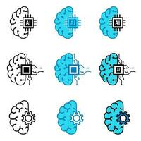 artificial cerebro icono, artificial inteligencia logo vector