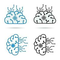 Artificial brain icon,Electronic brain icons vector