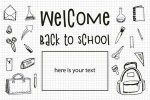 The Back to School sales vector for the promotion of retail marketing and education. black white doodle hand drawn