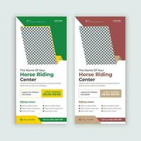 Horse riding lessons Rack Card, dl flyer Template or Horse Farm Dl Flyer design, Horseback riding lesson Dl flyer template vector