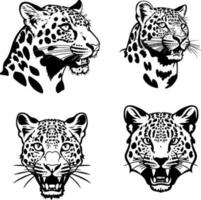 leopard head logo vector stencil set