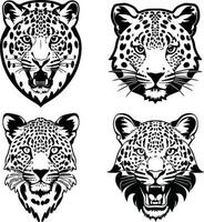 leopard head logo vector stencil set