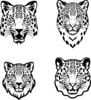 leopard head logo vector stencil set