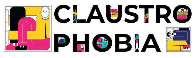 Claustrophobia Text Flat Banner vector