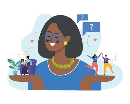 Introvert And Extrovert People Flat Composition vector