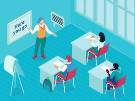 Language Class Isometric Background vector