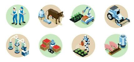 Isometric Smart Farm Composition Set vector