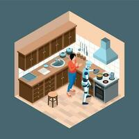 Isometric Robot Assistant Isolated Concept vector