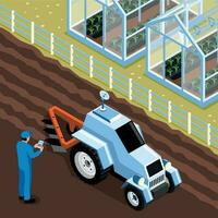 Isometric Smart Farm Composition vector