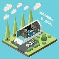 Modular Frame Building Isometric vector