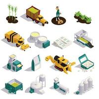 Sugar Production Isometric Set vector