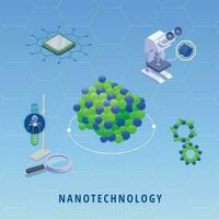 nanotecnología isométrica ilustración vector