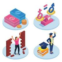 Isometric Gender Equality Design Concept vector