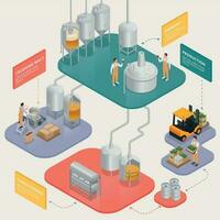 Brewery Isometric Flowchart vector