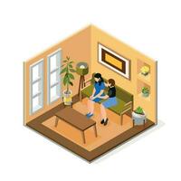 Female Friends Colored Isometric Composition vector