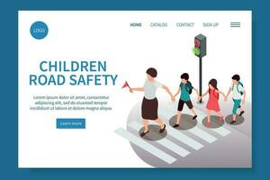 niños la carretera la seguridad sitio web vector