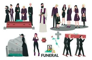 Flat Funeral Death Composition Set vector