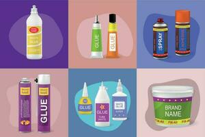 Glue Flat Set vector