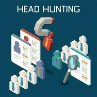 Isometric Headhunting Concept vector