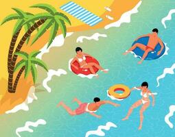 Isometric Tropical Beach Illustration vector