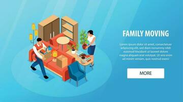 Isometric Family Moving Banner vector