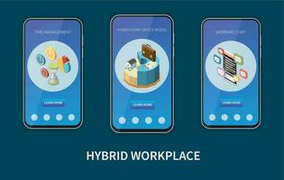 Hybrid Workplace Banners Set vector