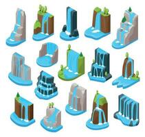 Waterfall Isometric Set vector