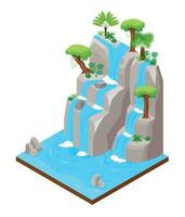 Waterfall Isometric Concept vector