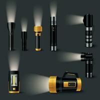 Handheld Flashlights Realistic Set vector