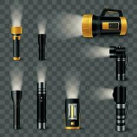 LED Flashlights Transparent Set vector