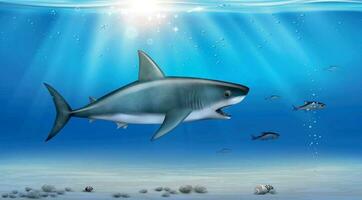 realista tiburón ilustración vector