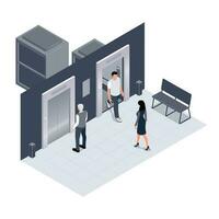 Passenger Elevators Isometric Composition vector