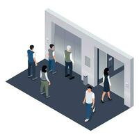 Passenger Elevator Isometric Composition vector