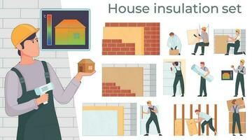 House Insulation Works Set vector