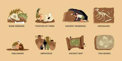 Ancient Archeology Compositions Set vector