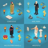 Famous Philosophers Square Compositions vector