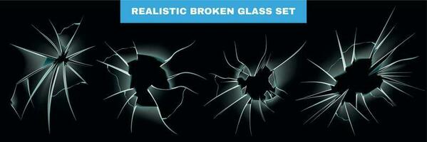 Glass Holes Realistic Set vector