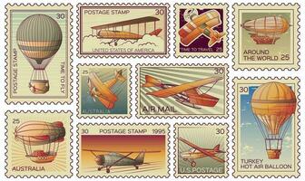 retro aeronáutica gastos de envío conjunto vector