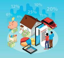 Isometric Family Budget Concept vector